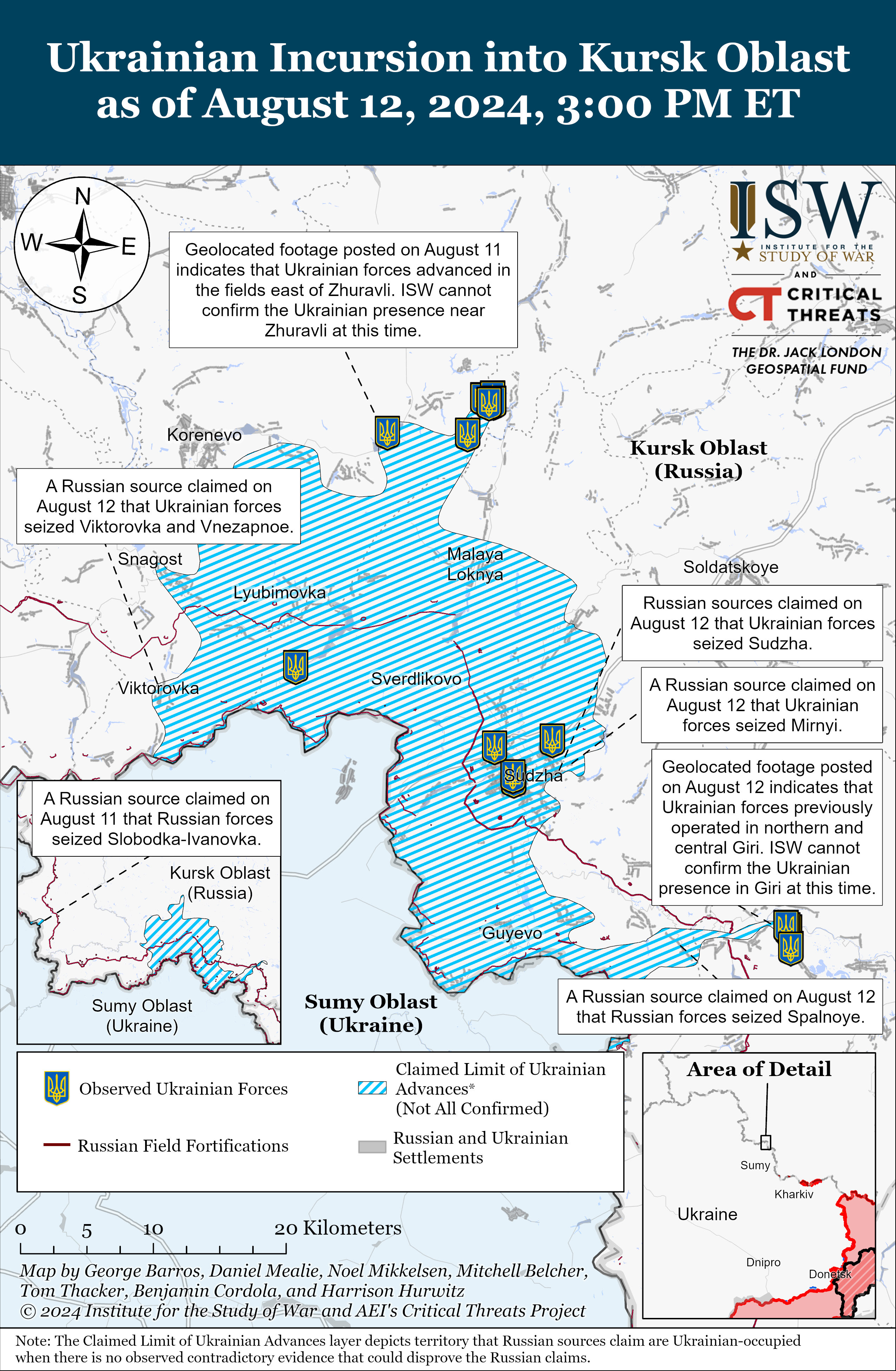 Kursk Region Map Of Hostilities On August 13 What Area Russia Does   UAF Kursk Incursion August 12, 2024 1 1 